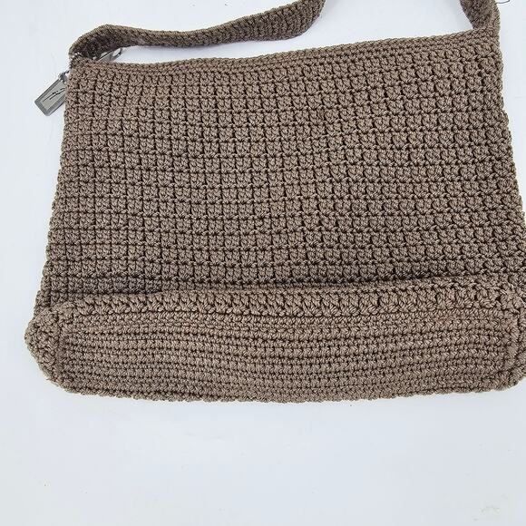 Jacqueline Ferrar 80's tan brown crocheted shoulder bag boho bohemian minimalist - Picture 3 of 12
